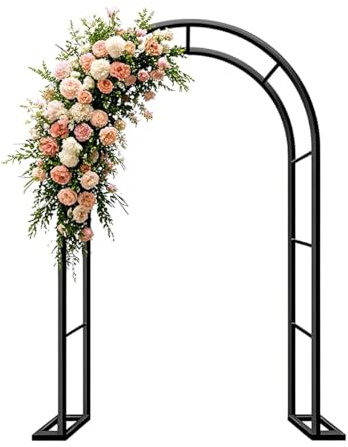 Arco Giardino Supporto in Ferro per Rampicanti per Piante E Decorazioni Esterni E Interni, Traliccio Pergolati Pergolato per Matrimonio, Resistente alle Intemperie(Black,W200 x H230cm)