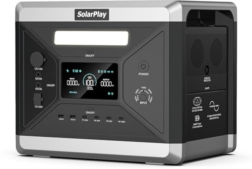 SolarPlay Generatore Di Corrente Portatile 2400W,(4800W Potenza di Picco) Generatore Solare 2160Wh con Batteria LiFePO4,12 Porte, per Campeggio,Camper, RV, Viaggi, Emergenza Mancanza