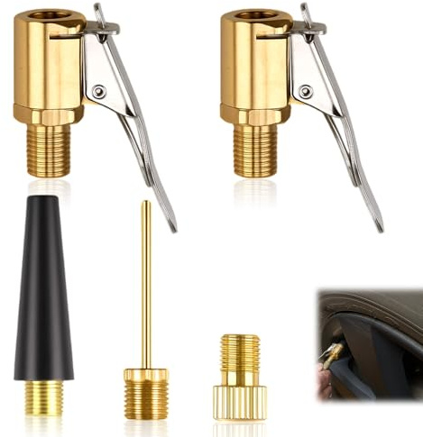 JRILUO Adaptateur De Valve pour Pneus Auto, 5 Pièces en Cuivre, Raccord Rapide pour Pompe À Air, Convertisseur De Valve À Visser, Adaptateur De Remplissage Rapide, Accessoires pour Auto Vélo Moto