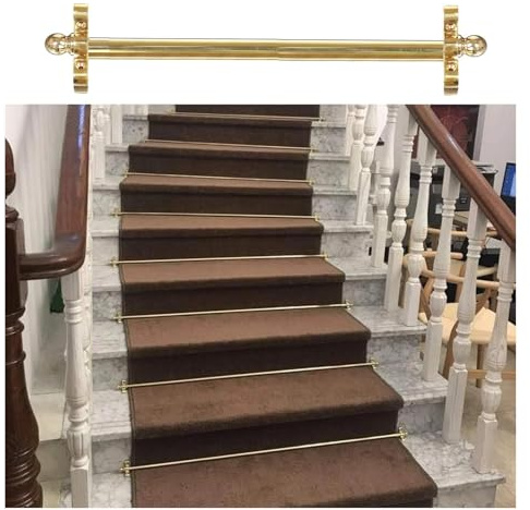 QUSYZD Barres de Fixation pour Tapis d'escalier en Laiton Brillant, 13 pièces - 100 cm (39,5 Pouces),13 Pcs-100cm (39.5inch)
