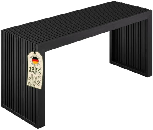 Bellamio Sava Sitzbank Bambus, Schwarz, 100 cm breit, stabil, bis 250 kg | Moderne Holzbank für Flur, Esszimmer, Schlafzimmer, Wohnzimmer & Badezimmer, Garderobenbank, Bettbank 45x33x100 cm, Flurbank