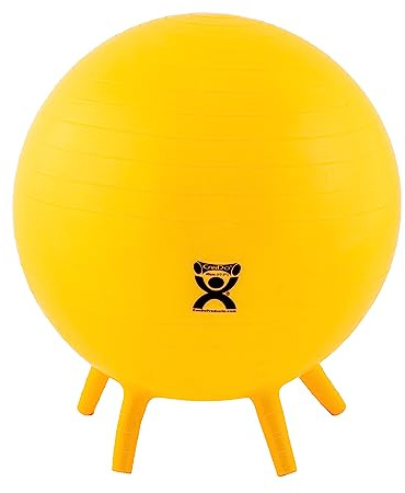 CanDo Aufblasbarer Gymnastikball mit rutschfesten Füßen, für Training, Rumpftraining, Stabilität, Yoga, Pilates und Balance-Training im Fitnessstudio, Büro, Zuhause oder Klassenzimmer, Gelb 45 cm