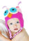 LadyMYP©Handgemachte Strickmütze, Babymütze, Kindermütze, Hüte, 100% Wolle, Mütze Uhu - Rosa/Pink