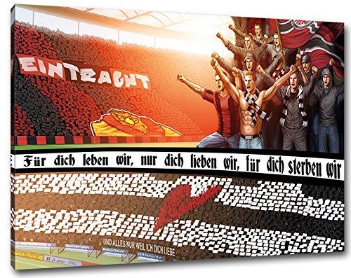 Ultras-Art Frankfurt für Dich Leben wir Format: 120x80, Bild auf Leinwand XL, fertig gerahmt