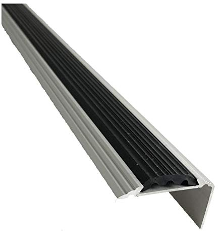 Anodised Aluminium Stair Nosing Anti-Slip Edge Trim 46x30 mm 1.2 Metres Titanium Silver – TMW Profiles (Silver)