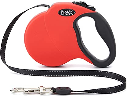 DDOXX Laisse Chien Rétractable Réfléchissante - Laisse pour Chien Grand et Petit Jusqu'à 10 kg - Laisse Chat et Chiot Plate Extensible - Rouge - S - 4 m - Diverses Couleurs et Tailles Disponibles