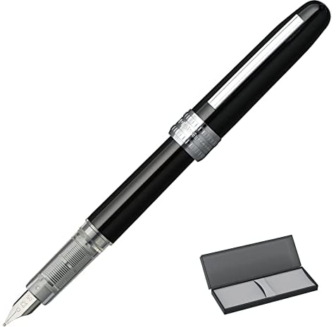 PLATINUM Plaisir PGB-1500#1 Fountain Pen/Medium Nib/Colour: Black Mist/Handmade/with Gift Box/Fountain Pen