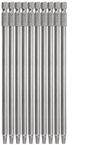 Gasea 10pcs 150mm 1/4 Hex Shank Long Magnetic Square Head Screwdriver Bits Square Drive Bit Set (SQ2)