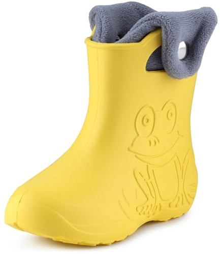Ladeheid Stivaletti Pioggia Bambino in EVA Termici, Invernali Stivali Pioggia Bambina Calzino Interno con Bottoni e Motivo a Rana, Scarpe Bambino LA-CA-04