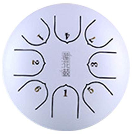 Zchui Zungentrommel, Stahl, 15,2 cm, 8 Noten, Musik-Erziehungsgeschenk, C-Schlüssel, Hand-Panzer, G-Tune-Instrument mit Schlägeln, Mini-Percussions, weiß, Free Size
