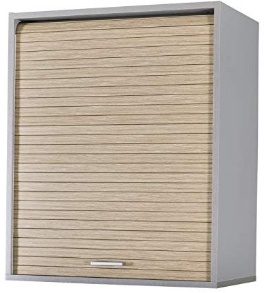 SIMMOB Meuble Cuisine Alu Rideau Chêne Noir ou Blanc 2 Etagères L 60 H 72 P 35 cm - Chêne Naturel