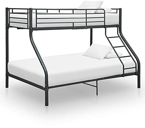 vidaXL Etagenbett Stockbett Bettgestell Metallbett Bett Hochbett Kinderbett Doppelstockbett Schlafzimmerbett Schwarz Metall 140x200cm 90x200cm