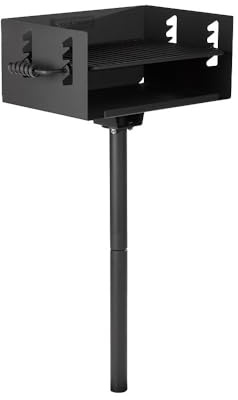 Ash & Ember 384 Sq. In Park-Style Charcoal Grill, Single Post Barbeque Grill, Adjustable Grate Height with Spring Handles, Outdoor Camping & Backyard BBQ Cookout