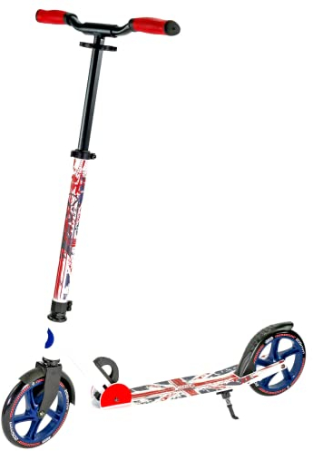 Best Sporting Scooter Erwachsene I klappbarer Roller mit Ständer I Union Jack - weiß I hochwertiger City-Roller für Erwachsene I Tretroller mit Rollengröße 205 mm I ergonomischer Lenker