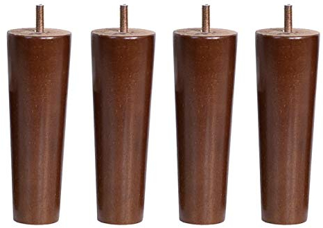 Ersatz Möbelfüße Möbelbeine Aus Gummiholz,4er Set Massivholz Tischbeine Holz Sofafüße Schränkefüße Tischfüße,Holzmöbelteile Beine,Konisch Ersatzfüße,mit Gewindestift M6,Braun(straight15cm/5.9inch)
