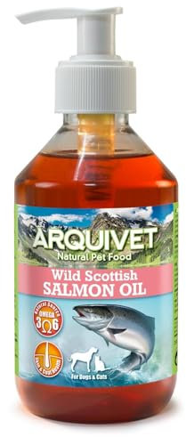 ARQUIVET Olio di salmone scozzese - per cani e gatti 250 ml - Alimento complementare - Omega 3 e 6 - Vitamina E