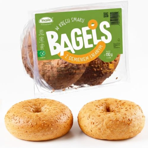Glutenfreie Bagels mit Leinsamen, 2 Stück (2 x 95 g), verzehrfertig, ideal zum Toasten