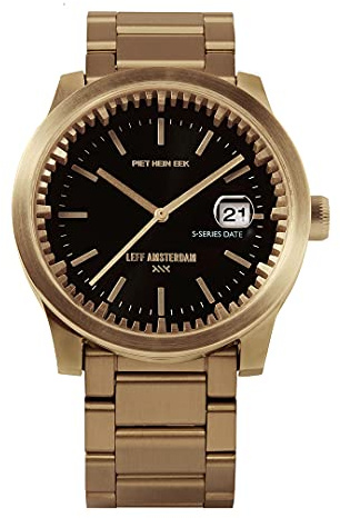 LEFF amsterdam - S42 - Armbanduhr - Gehäuse aus Messing - Ø 42mm - Messing/Schwarz - Quarzuhrwerk