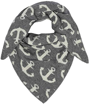 Zwillingsherz Dreieckstuch Stola Schal aus Kaschmir und Wolle für Kids Mädchen Jungen Kinder - Hochwertiges Cashmere Halstuch mit Anker-Print und Neon Rand - Perfekt für Sommer Herbst Winter