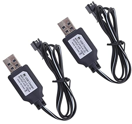 Baoblaze 2Pcs 4.8V 250mA Batterie USB Ladegerät Ladekabel SM Stecker für Spielzeugauto