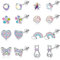 YADOCA 8 Paar Hypoallergene Ohrstecker für Damen Mädchen 316L Edelstahl CZ Herz Schraubverschluss Ohrring Blume Mehrfarbiger Schmetterling Tragus Knorpel Piercing Ohrringe Set