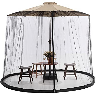 Tiimmgaal Moustiquaire de 3 m pour parasol de terrasse, tente à suspendre en polyester (moustiquaire uniquement) (3 m)