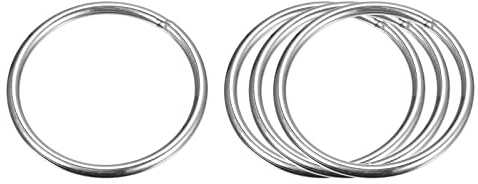 sourcing map 4 Stück O Ringe Edelstahl 304 Metallringe, 70 mm Außendurchm. 5 mm Dicke Geschweißter O-Ring für Befestigung Schrauben Haken Campinggürtel Hundeleinen Taschen Paracord Zubehör