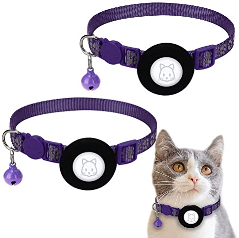 Qcwwy Ortungs-Katzenhalsband, Reflektierendes GPS Verhindert den Verlust des Katzenhalsbandes mit Sicherheitsschnalle und Glocke für Kätzchen und Welpen