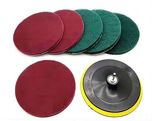 Kit De Limpieza De Estropajos De Fregado De 7 Pulgadas, Taladro De Tamaño Súper Grande, Soporte Para Disco De Azulejo Con 6 Estropajos