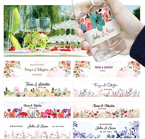 Étiquettes Bouteille Personnalisées pour Les Mariage, Personnalisées Etiquette Bouteille, Étiquettes Mariage, Etiquette Champagne, Etiquettes Autocollantes Personnalisées Bouteille, Wedding Baptême
