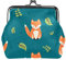 Dessin animé Renard Feuille d'érable Motif Porte-Monnaie Portefeuille Sac Pochette à Langer Cadeaux pour Femmes Enfants Filles Porte-clés