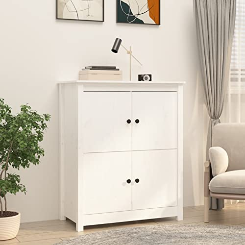 GuyAna Sideboard Kommode Weiß TüRen Sideboard Flur Schmal Eckkommode 83x41,5x100 cm Massivholz Kiefer
