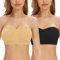 Cavotor Strapless Push Up Bra for Women Bandeau Bra Padded Stay Up Non-Slip Silicone Supportive Strapless Bras for Bigger Bust Non Wired Comfort Bralette (Black+Beige,M)