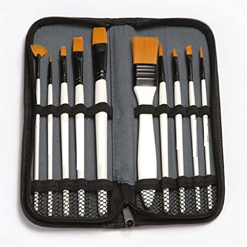 Pinceles para Pintar, Juego de Pinceles, Pinceles para Pintar con Bolsa de Tela, Juego de Arte Profesional, Dibujo, Mango de Madera, bolígrafos, papelería (Negro + Blanco)