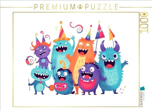 CALVENDO Puzzle Lustige Monster feiern eine Party. Geburtstagsparty | 1000 Teile Lege-Größe 64 x 48 cm Foto-Puzzle für glückliche Stunden