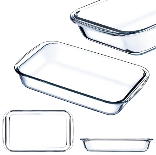 KADAX rechteckige Auflaufform aus hitzebeständigem Glas, Spülmaschinenfeste Gasbackformen, Geschirr zum Braten, Glasauflaufform für Lasagne, Kuchen (Transparent 1,5L) …