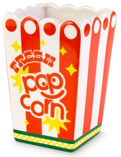 ban.do Dekorative Keramikvase, hohe Vase als Tafelaufsatz, Popcorn-Eimer, einzigartige Vase für Zuhause/Küche/Büro, Popcorn-Tasche