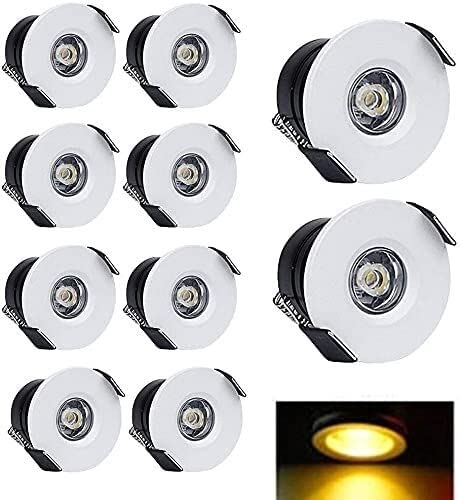GEBBEM Lot de 10 Lampes suspendues 1 W MI-NI LED for Cave à vin Spot LED Spot encastré au Plafond Interchangeable Spot Coupe 35-40 mm Blanc + Noir (Color : 3000K)