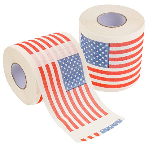 Anneome Flag Tissue Rolls - Neuartig Dekoriertes Gestepptes Toilettenpapier - Weich Und Sanft - 2 Rollen