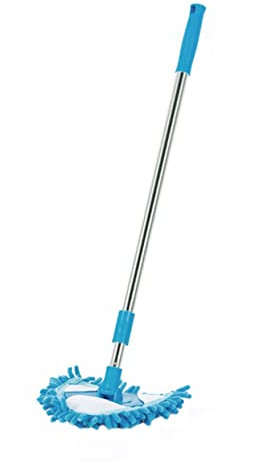 Minkissy Adjustable Triangular Cleaning Mop with 180 Rotating Head Lightweight Telescopic Floor Sweeper for Hard-to-Reach Corners and Household Surfaces Blue