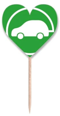 Tapón circular para vehículos de energía que protegen el medio ambiente, palillos de dientes, etiquetas de corazón, palillos para cupcakes