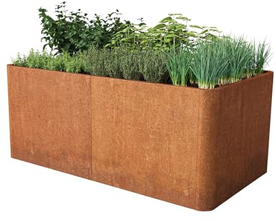 PRIMEYARD Cortenstahl Hochbeet Mario 146x80x80 cm inkl. Lochboden, Rost-Optik