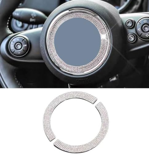 ANZHENGRQ Auto-Lenkrad-Emblem-Dekorationsring, Bling Bling Lenkrad-Logo DIY Diamant-Aufkleber, für Mini Cooper F56 R56 Countryman Clubman