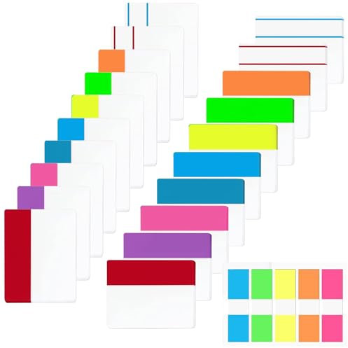 Newplenty 2800 Stück Haftnotizen,14 Stile Transparent Sticky Notes, Selbstklebend Haftstreifen, Klein Klebezettel Notizzettel, Page Marker Haftmarker Index Tabs Book Tabs für Büro Schule (500)
