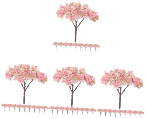 VOSAREA 40pcs Miniature Cherry Blossom Trees for Table Dolls House Plastic Artificial Simulation Plant Model Adornment for Mini Layout Model and Interior Decor