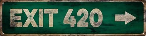 Horienteeon Vintage-Straßenschild Exit 420 Schilder, Aluminiumschild, Vintage-Schilder, Retro-Blechschilder, Kunstschild, Aluminiumschild für Schlafzimmer, Küche, Garten, 10,2 x 40,6 cm