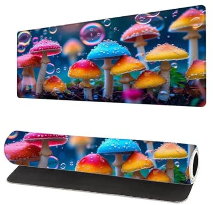 Mauspad XXL 700x300x3mm, Pilz Groß Mousepad Gaming mit Motiv, Anlage Verlängertes Mouse Pad Tastatur Matte, rutschfeste Gummibasis, Vernähte Kanten Anti-Rutsch Mauspad Desk Mat Für Laptop Office K-8