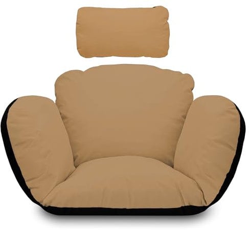 Amazinggirl Hängesessel Outdoor Kissen Schaukelstuhl Auflage - Sitzkissen für Schaukelsessel Hängeschaukel und Hängesitz Polster mit Rückenteil und Kopfkissen Beige