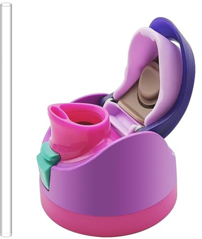 Replacement Lid Compatible with Owala Freesip, with Reusable Plastic Straw, One Button No Leakage Water Bottle Top Cap and Lid Replacement Accessory for 16oz 24oz 32oz 40oz Wide-Mouth Bottles, Magenta