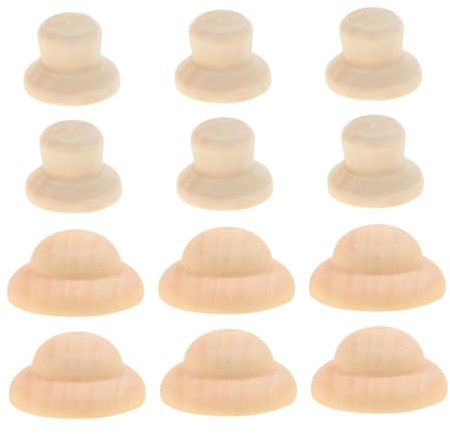 Unfertiger Holzpuppenhut 40 Stück für Kinder zum Bemalen | Beige Holz, Einfache Niedliche Form, Bastelzubehör für Schaufensterfiguren und Selbstgemacht Projekte